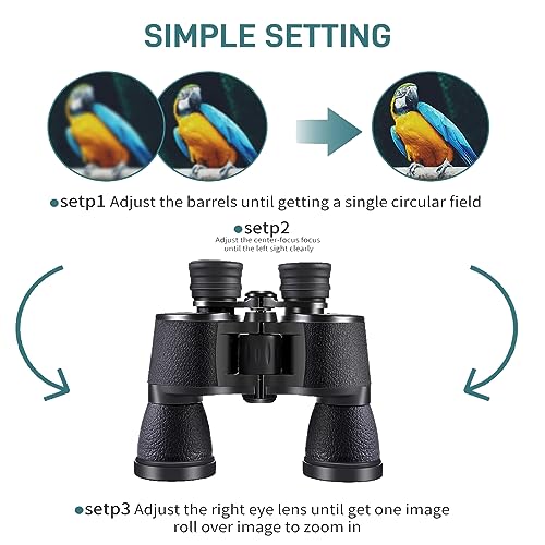 ZIYOUHU 10x50 High Power Binoculars for Adults,Compact Binoculars with Low Light Night Vision, Waterproof/Professional Binoculars BAK4 Prism FMC Lens HD Binoculars for Bird Watching