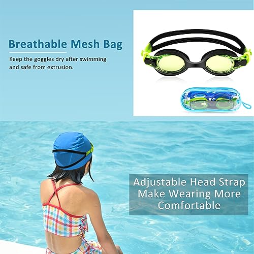 Starweh Kids Swim Goggles, 2 Pack Swimming Goggles No Leaking Anti Fog Kids Goggles for Boys Girls(Age 6-14)