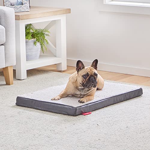 Brindle Dog Bed - Orthopedic Pet Bed - Dog Crate Bed with Machine Washable Cover - 2" Small Dog Bed - Gray