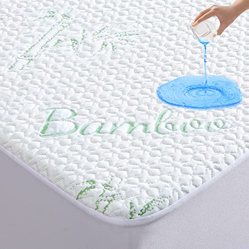 GOONIK 2 Pack Waterproof Crib Mattress Protector, Bamboo Viscose Breathable Crib Mattress Pad Cover for Baby Mattress with 4-13 inches Deep Pocket