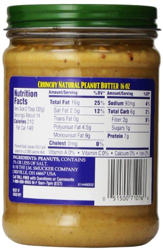 Adams 100% Natural Crunchy Peanut Butter, 16 Ounces