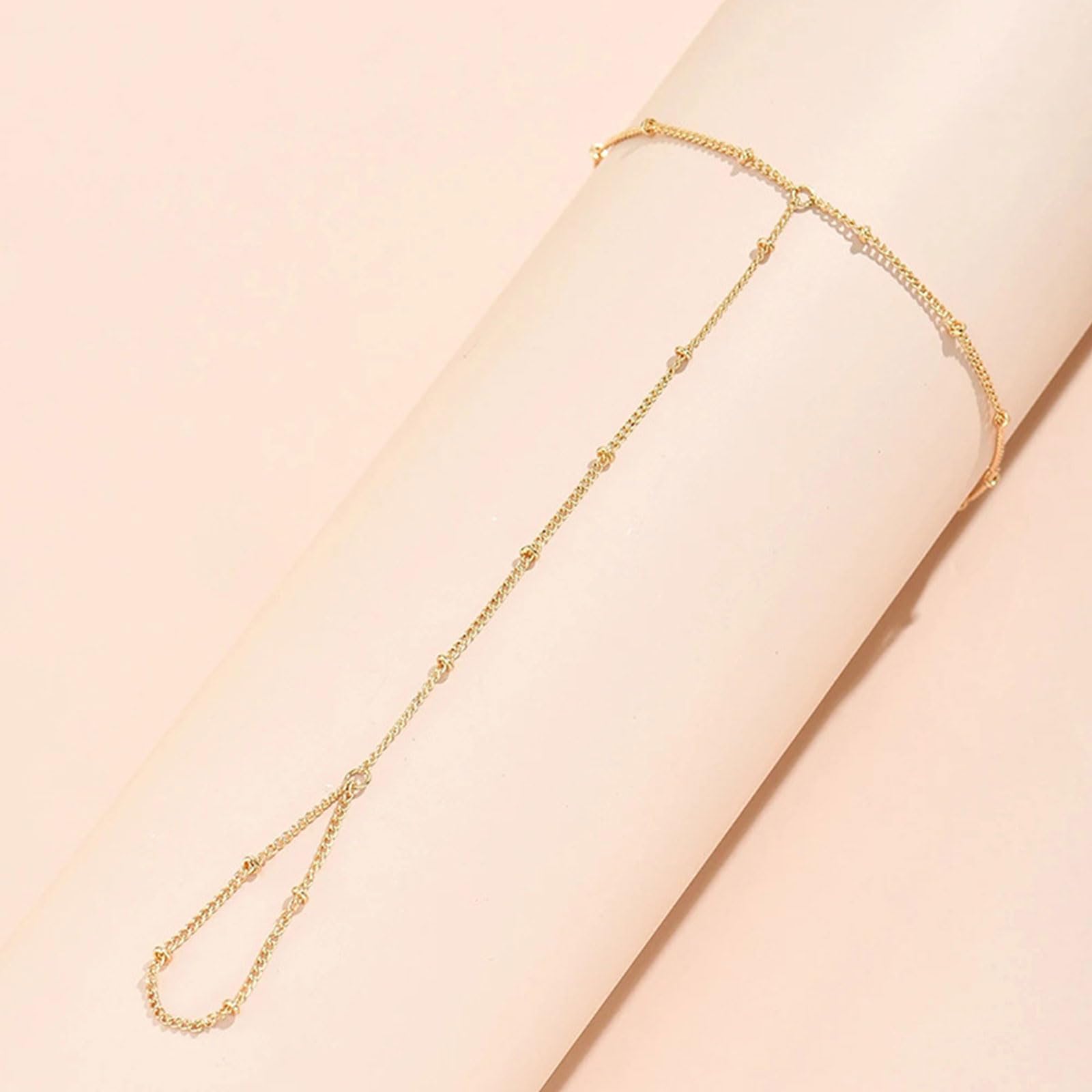 Gold Hand Chain Dainty 14k Gold Bracelets Stack Ring Bracelet Hand Chain Boho Jewelry Set for Women Girls Trendy Gifts