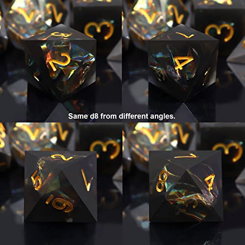 Haxtec Sharp Edge DND Dice Set Purple Red Resin Dice Silver Flakes D&D Dice for RPG Role Playing Games Dungeons and Dragons Gift War Series