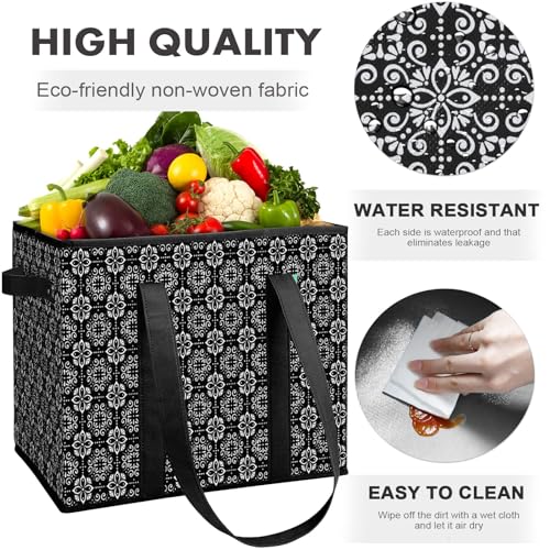 WISELIFE Reusable Grocery Bags [3 Pack],Large Grocery Tote Bag Water Resistant Shopping Bags Foldable Grocery Bag for Clothes,Shoes and Picnic,Black