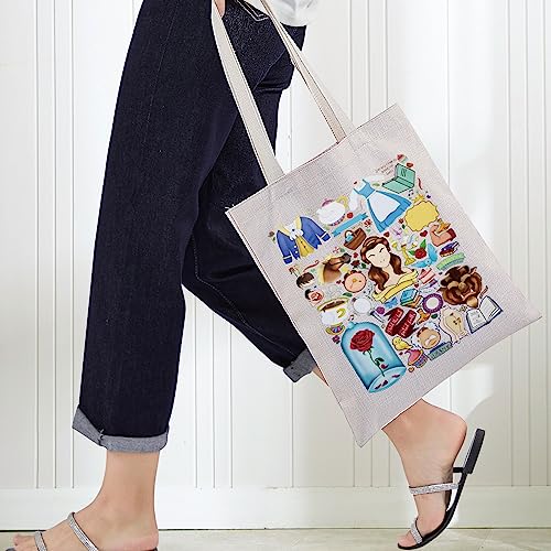 BWWKTOP Fairy Tales Canvas Tote Bag Chip Fans Gifts Fairytale Princess Shoulder Bag For Movie Fans (Beauty is found)