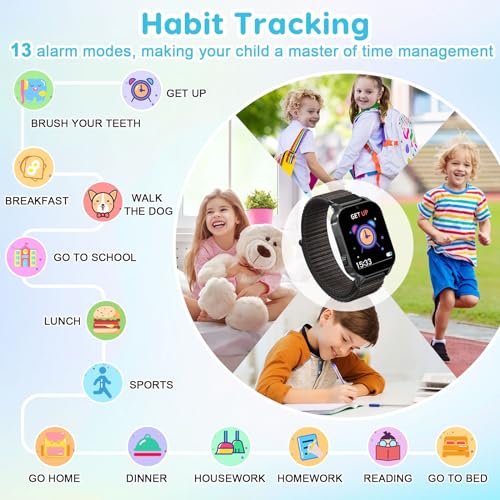 cjc Smart Watch for Kids Gift for Girls Ages 4-12 - Includes Screen Protector, 30 Games, 140 Learning Cards, HD Touch Screen, Camera, Music, Pedometer - Fun & Educational Birthday Gift Idea