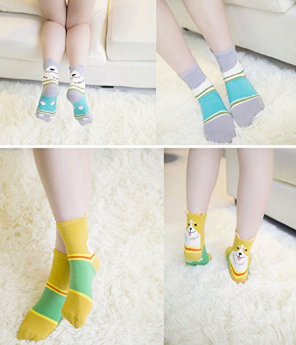 Chalier 5 Pairs Womens Cute Animal Socks Colorful Funny Casual Cotton Crew Socks, Style 05, One Size