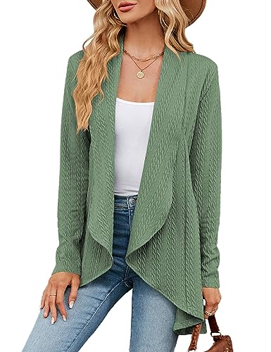 Cardigan for Women Dressy Long Sleeve Sweaters Autumn Casual Lightweight Knit Open Front Fall Fashion Outfits Army Green S