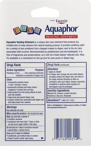 Aquaphor Baby Healing Ointment To-Go Pack - Advanced Therapy for Chapped Cheeks and Diaper Rash -2 Count(Pack of 1)