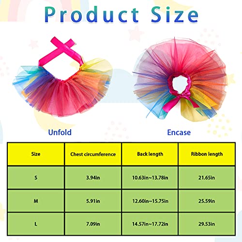 Threetols Rainbow Dog Costume Christmas Pride Princess Dress Cat Costumes, Rainbow Tutu for Small Medium Cats Dogs, Fancy Rainbow Multicolor Pet Collar for Dog Cat Birthday Party Pride Accessories(S)