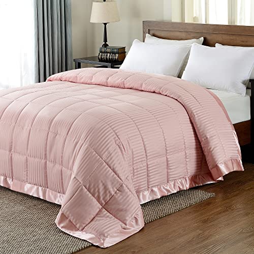 downluxe King Size Blanket with Satin Trim, Lightweight Down Alternative King Blanket for All Season, Machine Washable (Navy, 90x108 Inch)
