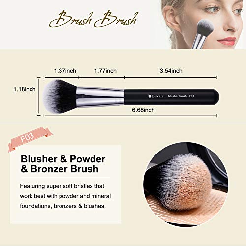 DUcare Makeup Brushes 3Pcs Foundation Contour Bronzer Brush,Concealer Brush,Blusher Powder Brush, Face Kabuki Travel Buffing Stippling Liquid Blending Makeup brush set Black