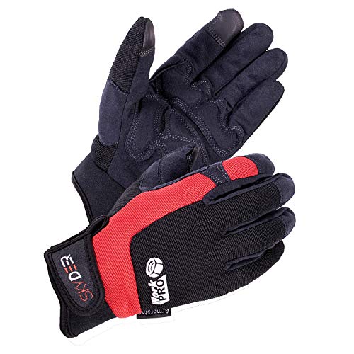 SKYDEER Touch Screen Leather Work Gloves for Men, Impact Protection, Vibration Reduction, Machine Washable Gardening Gloves (SD8820/M)