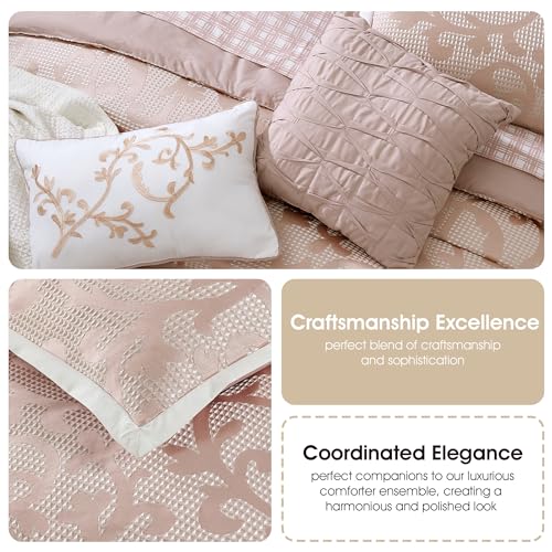 Stratford Park Blush Paisley Comforter Set Queen Size, 14 Piece, Jacquard Bedding Sets & Collections,1 Flat Sheet,1 Fitted Sheet, Pillow Shams Bedskirt