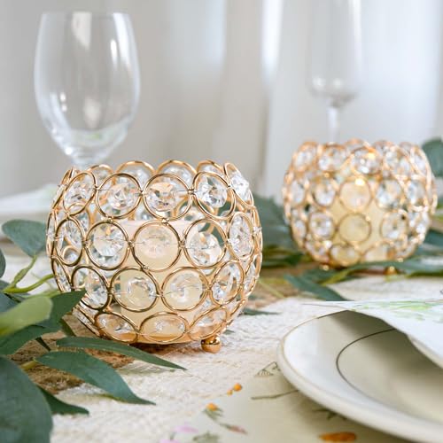 KEHAIL Colorful crystal Tea Light candle holder, Scented Votive Handmade Romantic Candlestick for Wedding Centerpieces, Party Supplies, as Vase, Pen Holder, Home Decor (1 pack, bowl-(Silver+clear))