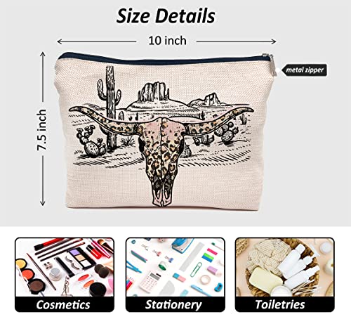 IWXYI Western Gifts Makeup Bag - Western Highland Cow Cosmetic Bags, Cow Makeup Bag, Cowgirl Gifts, Western Gifts for Women