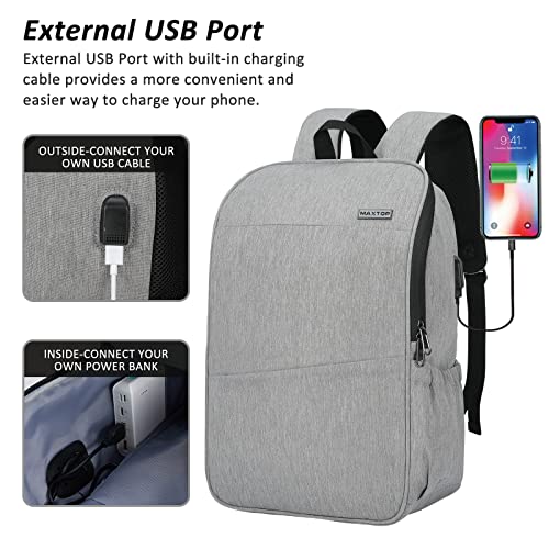 MAXTOP Deep Storage Laptop Backpack with USB Charging Port[Water Resistant] College Computer Bookbag Fits 16 Inch Laptop