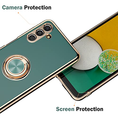 Jasmeas Case Compatible with Samsung Galaxy A13 5G with 2 Screen Protector, with Ring Holder Plating Rose Gold Edge 360° Kickstand Cover Slim Soft Flexible TPU Protective Phone Cases for Women-Grey