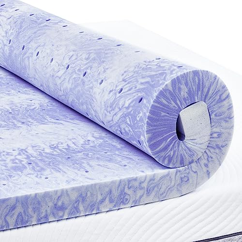 PERLECARE 2 Inch Memory Foam Mattress Topper Twin, Cooling Gel Infused Mattress Pad, Ventilated Bed Topper for Pressure Relief Back Pain, CertiPUR-US Certified, Purple
