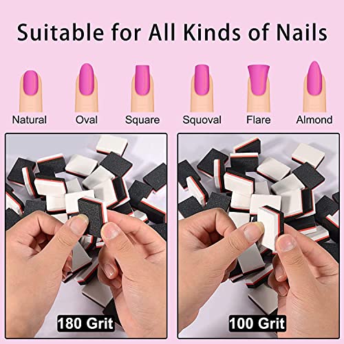 CGBE Nail Buffer Mini Block File 180/100 Grit Sandwich Washable Manicure Tools for Nail Care 50 Pcs (Black-White)