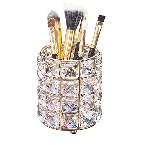 LUGUNU Makeup Brush Holder Organizer Crystal Vanity Decor Bling Personalized Comb Brushes Pen Storage Box Container (Crystal Pot)