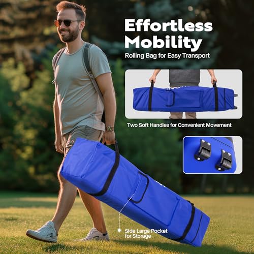 VIVOHOME 8x8ft Easy Pop-Up Screen Tent, Outdoor Canopy Tent Mosquito Netting, 2 Zipper Doors, and Roller Bag for Yard Camping Picnic Party Events, Blue