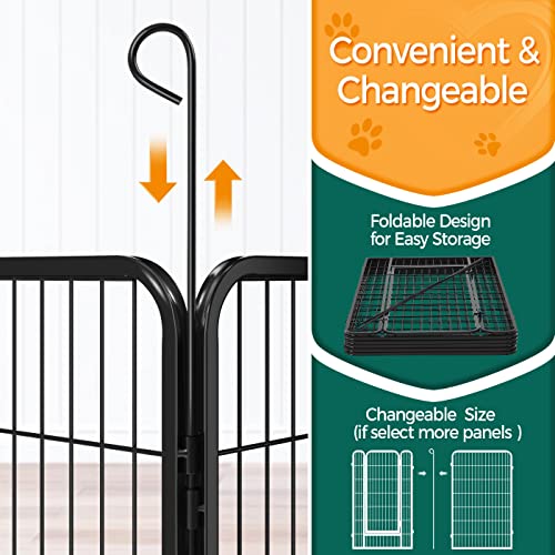 Yaheetech Dog Pen, 2 Panels 32 inch Height Pet Playpen for Puppy/Cat/Rabbit/Small Animals Heavy Duty Metal Exercise Barrier Dog Fence Accessories for Camping Garden Yard Black