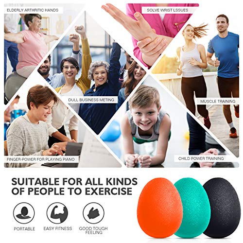 Peradix Hand Grip Strength Trainer, Stress Relief Ball for Adults and Kids, Wrist Rehab Therapy Hand Grip Equipment Ball Squishy Tools - Set of 3 Finger Resistance Exercise Squeezer