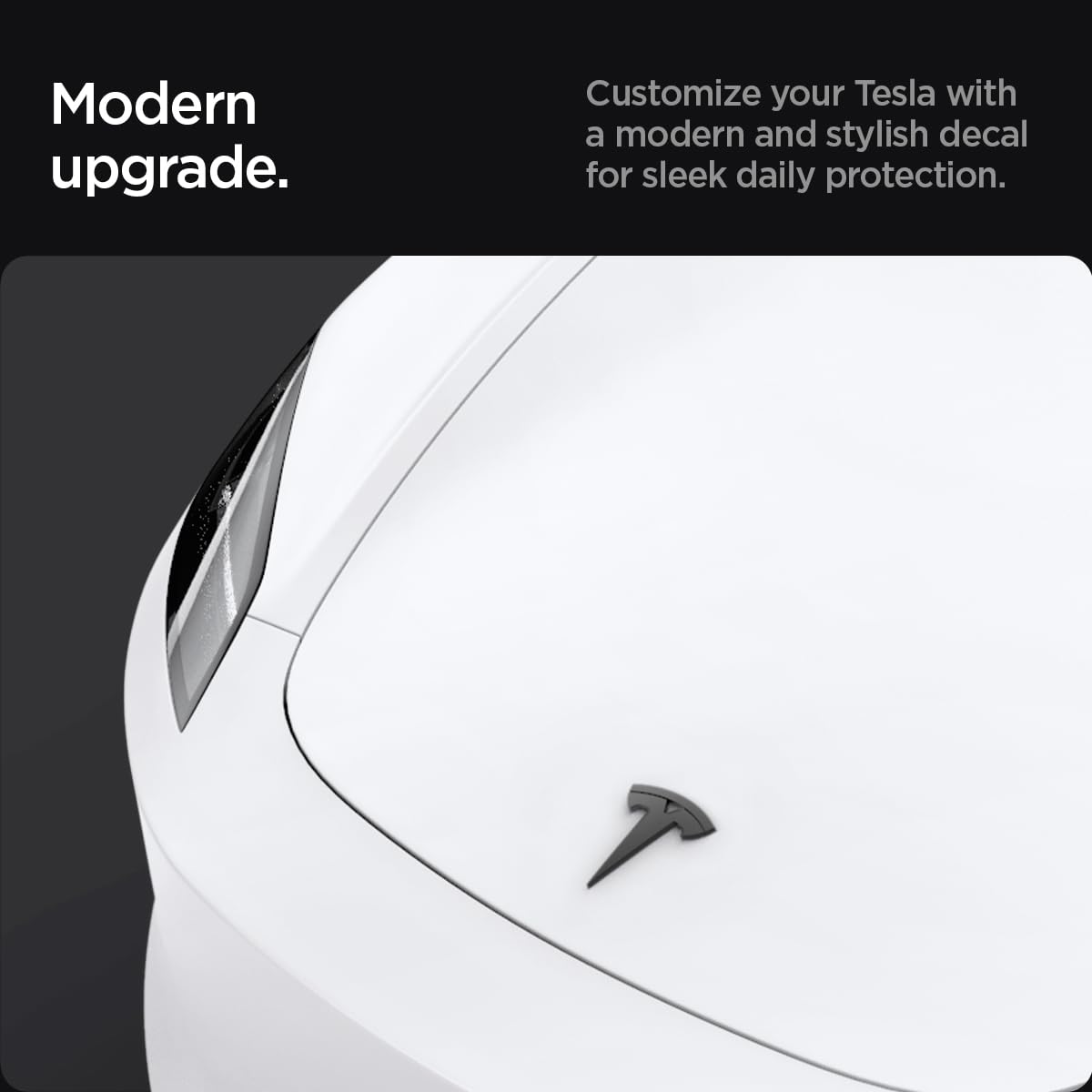 Spigen Front Emblem Logo Full Cover Sticker for Tesla Model 3 Highland (Standard, Premium & Performance 2026/2025/2024) - Black