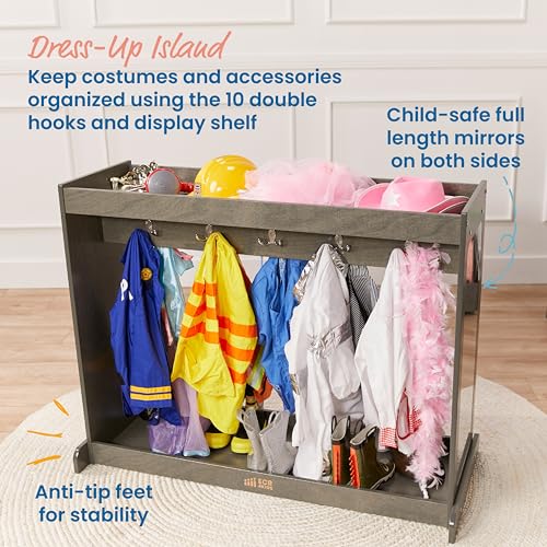 ECR4Kids Streamline Dress-Up Island, Costume Organizer, Grey Wash