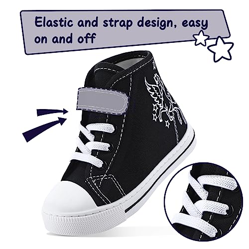 K KomForme Toddler Sneakers Girls Canvas High Top Walking Shoes with Hook and Loops Colorful