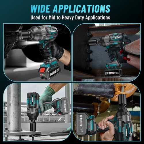 Seesii Cordless Impact Wrench, 1180Ft-lbs(1600N.m) High Torque Impact Gun 3/4", Brushless Impact Wrench w/ 5.0Ah Battery & Fast Charger, Electric Impact Wrench for Truck, Heavy-duty Project, WH1000