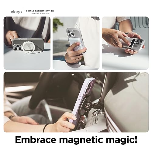 elago Magnetic Silicone Case Compatible with iPhone 15 Pro Case 6.1 Inch Compatible with All MagSafe Accessories - Built-in Magnets, Soft Grip Silicone, Shockproof (White)