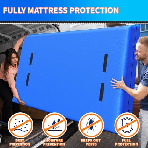 Twin Mattress Bag for Moving and Storage, Reusable Heavy Duty Tarp Waterproof Twin Size Bed Mattress Cover, Zippered Mattress Protector with 8 Strong Carrying Handles, 77’’ L x 42’’ W x 15’’ D