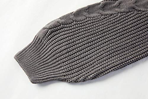 Womens Chunky Turtleneck Sweaters Plus Size Long Sleeve Cable Knit Casual Loose Jumper Tops Grey
