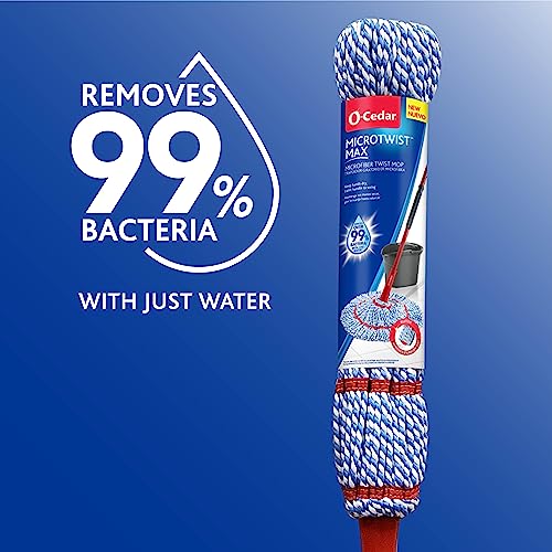 O-Cedar MicroTwist MAX Microfiber Twist Mop with 1 Extra Refill | Features Hands-Free Wringing | Extra Large 18-Inch Mop Head | Safe on All Floor Types