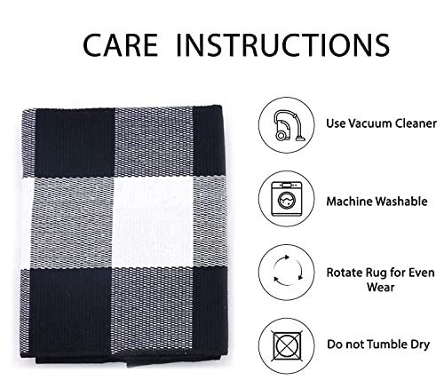 IOHOUZE Buffalo Plaid Checkered Rug -24" x36“ Front Door Mats, Washable Rug for Front Porch Decor, Spring Summer Welcome Mats Outdoor, Black White Rug for Farmhouse/Entryway/Home Entrance