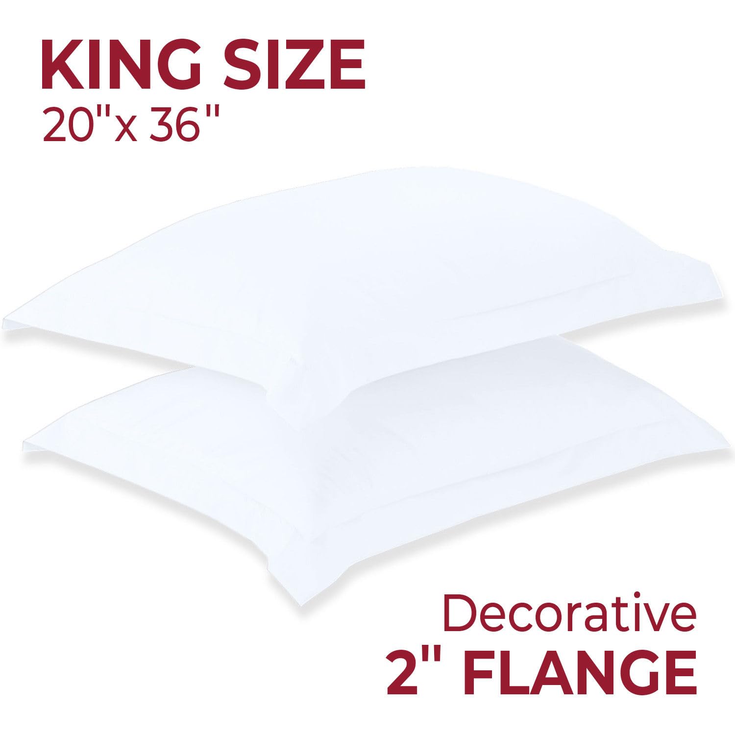 Mellanni Pillow Shams Set - 2 PC Iconic Collection Decorative Pillow Covers - Soft, Cooling, Wrinkle, Fade, Stain Resistant - Luxury Bed Accessories (King 20" x 36", White)