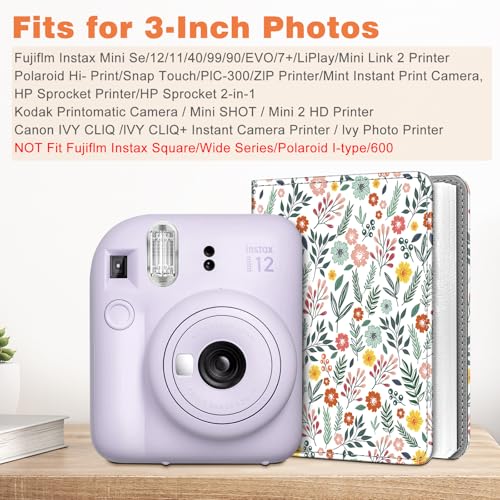 Fintie Instax Mini Photo Album for 2x3-Inch Film - 104 Pockets Small Albums for Fujifilm Instax Mini 12/11/99/40/7+/EVO/LiPlay/Link 3-2-1 Instant Camera/Polaroid Hi-Print Printer, Spring Bloom