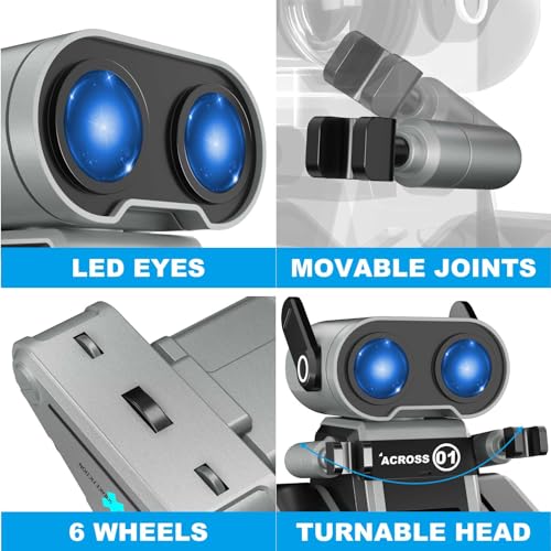 OYMMENEY Robot Toys, Rechargeable Remote Control Robot Toys, Kids RC Robots with LED Eyes, Flexible Head & Arms, Dance Moves and Music, Toys for 3 4 5 6 7 8 Year Old Boys Girls Birthday Gift