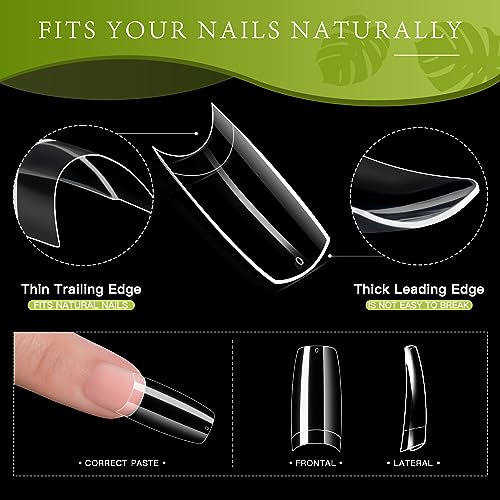 krofaue Clear False Nails Tips - French Nail Tips 200PCS Half Cover Nails French Lady Soft Gel Style Manicure with Box of 10 Sizes for Professional Nail Salons and Extensions Home DIY