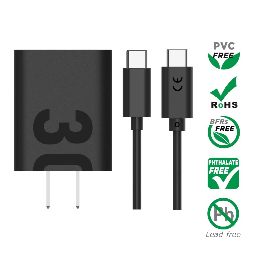 Motorola TurboPower 30 USB-C Charger with 1m USB-C to USB-C Cable for Moto G Power 5G (2024), G Stylus 5G (2024), Motorola Edge 5G UW, Edge+ (2022/2023), Edge Plus 5G UW (2022), Razr+ (2023)