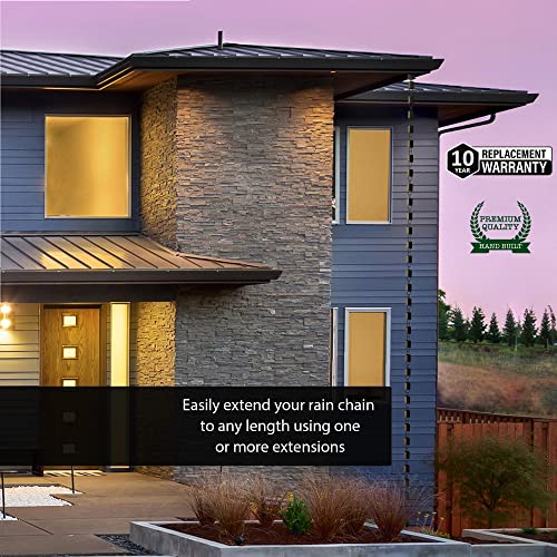Rain Chains Direct Square Link Rain Chain Extension, 3 Feet in Length, Aluminum, Black Powder Coated, Functional and Decorative Replacement for Gutter Downspouts