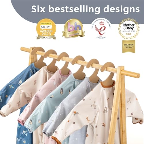 BIBaDO Long Sleeve Coverall Bib – Babies & Toddlers 6-36. Mess Proof Baby Feeding Bib Attaches To Highchairs, Pushchairs, Tables. 100% Waterproof, Machine Washable