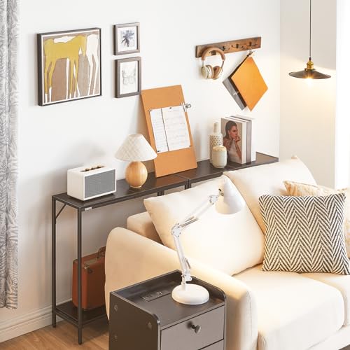 MAHANCRIS Console Table, 2-Tier Entrance Table, Behind Sofa Table, Industrial Style, Sturdy and Stable, for Living Room, Entryway, Foyer, Corridor, Office, Black CTHB27601