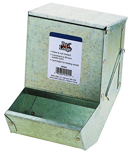 Pet Lodge® Steel Small Animal Feeder with Lid | Cage Rabbit Feeder | Holds Several Days Worth of Food | 5 Inch