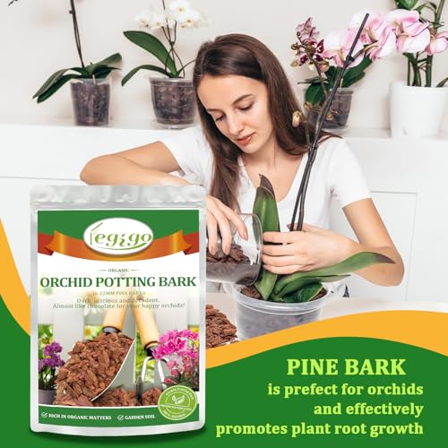 Legigo 2 Quarts Organic Orchid Potting Bark- All Natural Orchid Bark Potting Mix Pine Bark Wood Chips for Houseplant Mulch, Orchid Plants Root Development, Mulch for Potted Plants