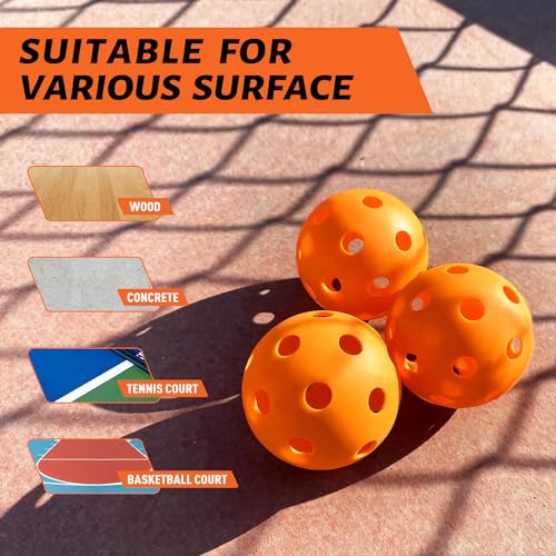 Warping Point Indoor Pickleball Balls, 4 Pack 26 Holes Orange PickleBalls with Mesh Bag, Meet USAPA Specifications, High Bounce Durable Practice Pickle Ball for Beginners Intermediate Player