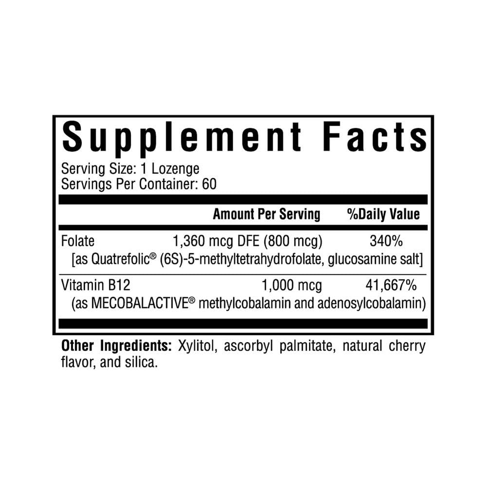 Seeking Health Methyl B12 with L-Methylfolate - MTHFR Support Supplement - Methylation Support Supplement - Lozenges to Support Brain Health & Energy - 60 Lozenges