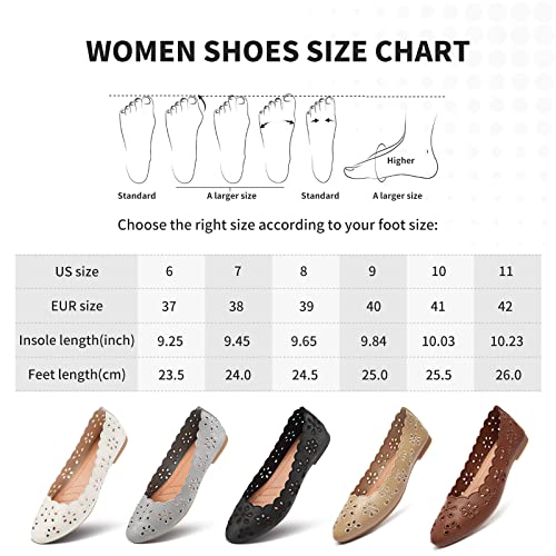 FRACORA Women's Ballet Flats Black PU Leather Dress Shoes Comfortable Round Toe Slip on Flats with Breathable Eyelets(Pink.US11)